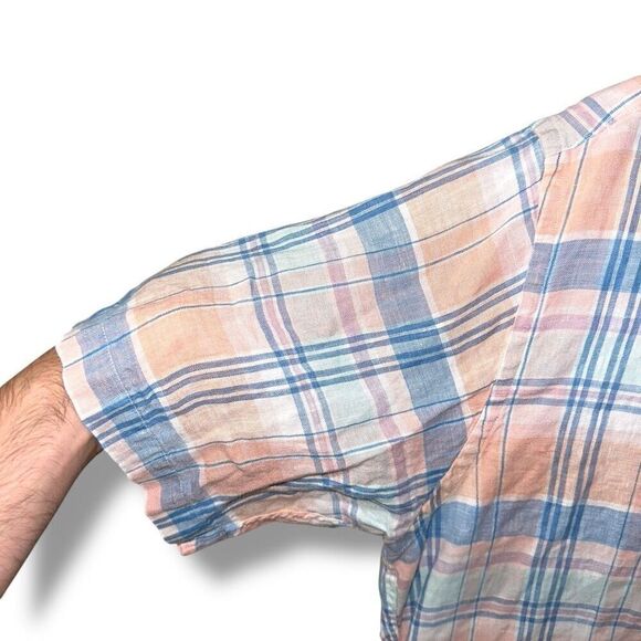 Brooks Brothers Orange & Blue 100% Linen Regent Fit Button Down Sz L - Picture 4 of 7